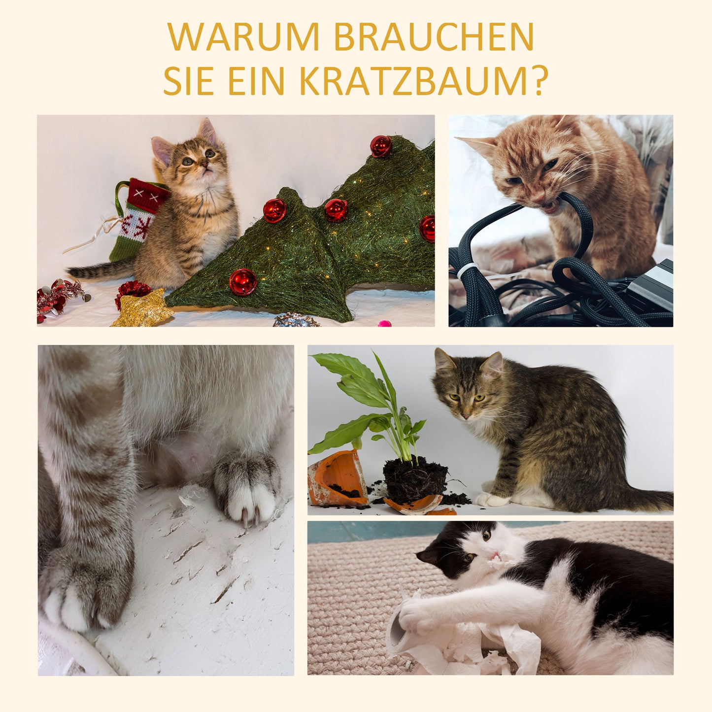 PawHut Kratzbaum deckenhoch Höhe 228-260 cm Katzenbaum mit Plattformen mehrstöckiger Katzenkratzbaum Kletterbaum für kleine & große Katzen, Grau