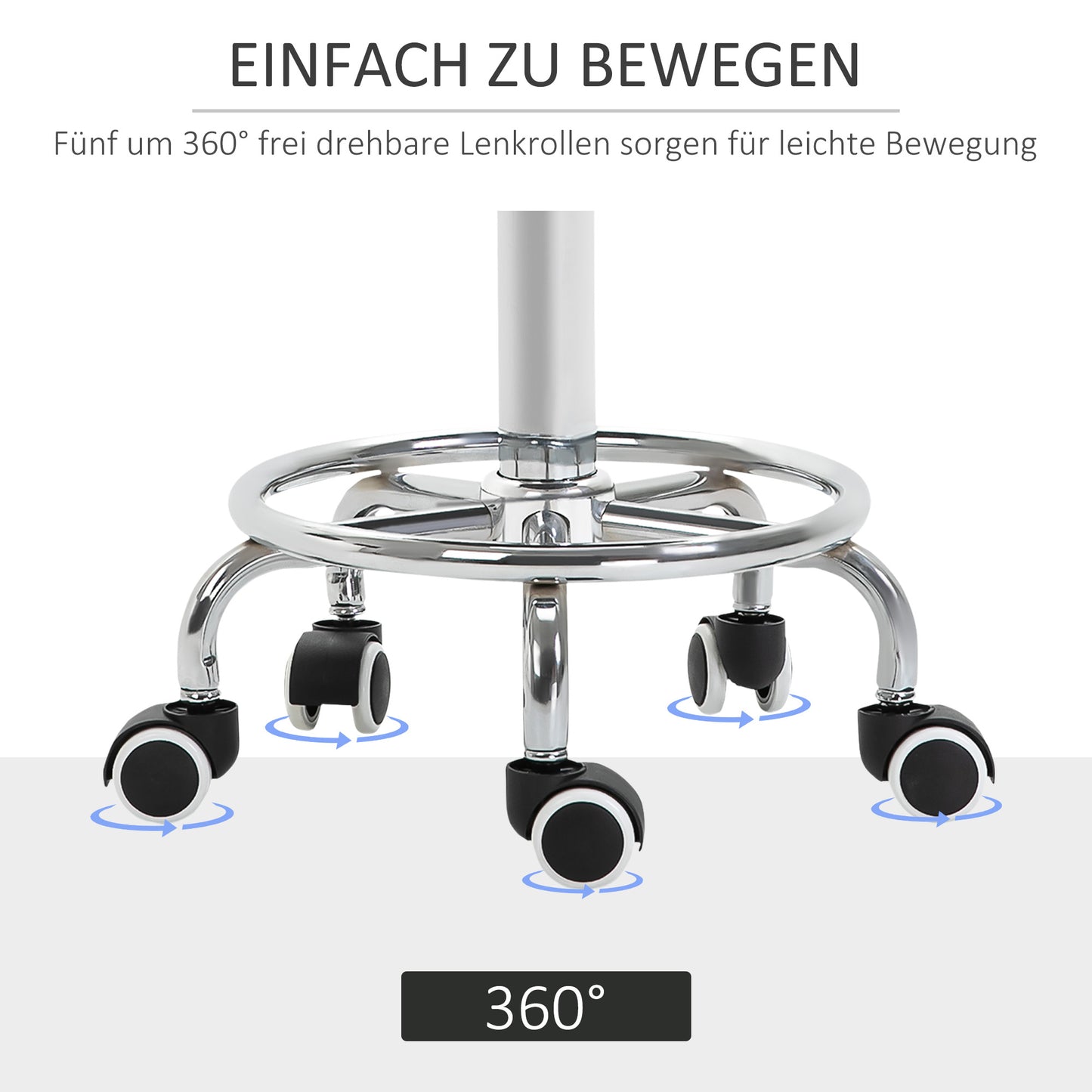 Vinsetto Salonhocker, höhenverstellbar, Kunstleder, bis 110 kg, Ø42x50-64H cm, Schwarz