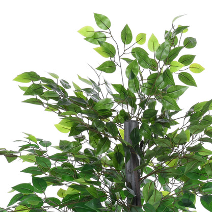 Outsunny Künstlicher Ficus-baum groß 145 cm, Kunstbaum, Kunstpflanze, Plastik Künstliche Pflanzen im Topf, Fake Plant wie echt für Wohnzimmer Schlafzimmer Büro Garten Moderne Dekoration Geschenk