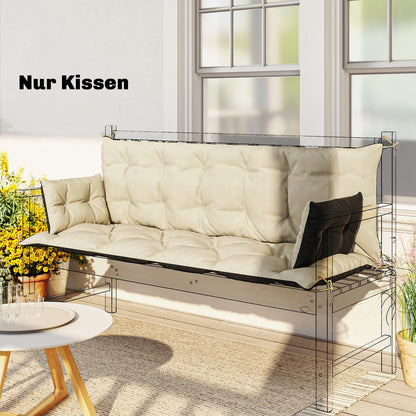 Outsunny Outdoor-Kissen-Set für Bank oder Hollywoodschaukel, zweifarbig, Polyester, Schaumstoff, 180 x 110 x 8 cm, Beige+Schwarz