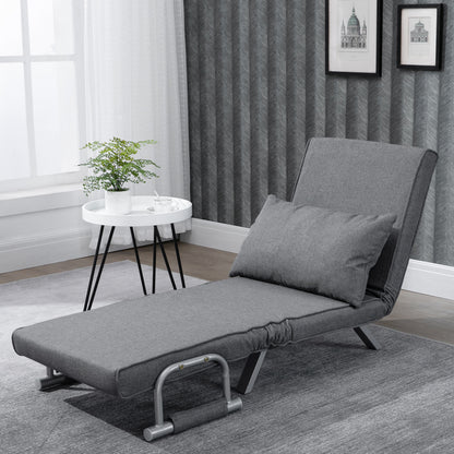 HOMCOM 3 in 1 Schlafsessel Klappbar Schlafsofa mit Bettfunktion Verstellbarer Rückenlehne Kissen Gästebett in Leinenoptik, Relaxsessel Klappsessel für Wohnzimmer Schlafzimmer 65 x 69 x 80 cm Hellgrau