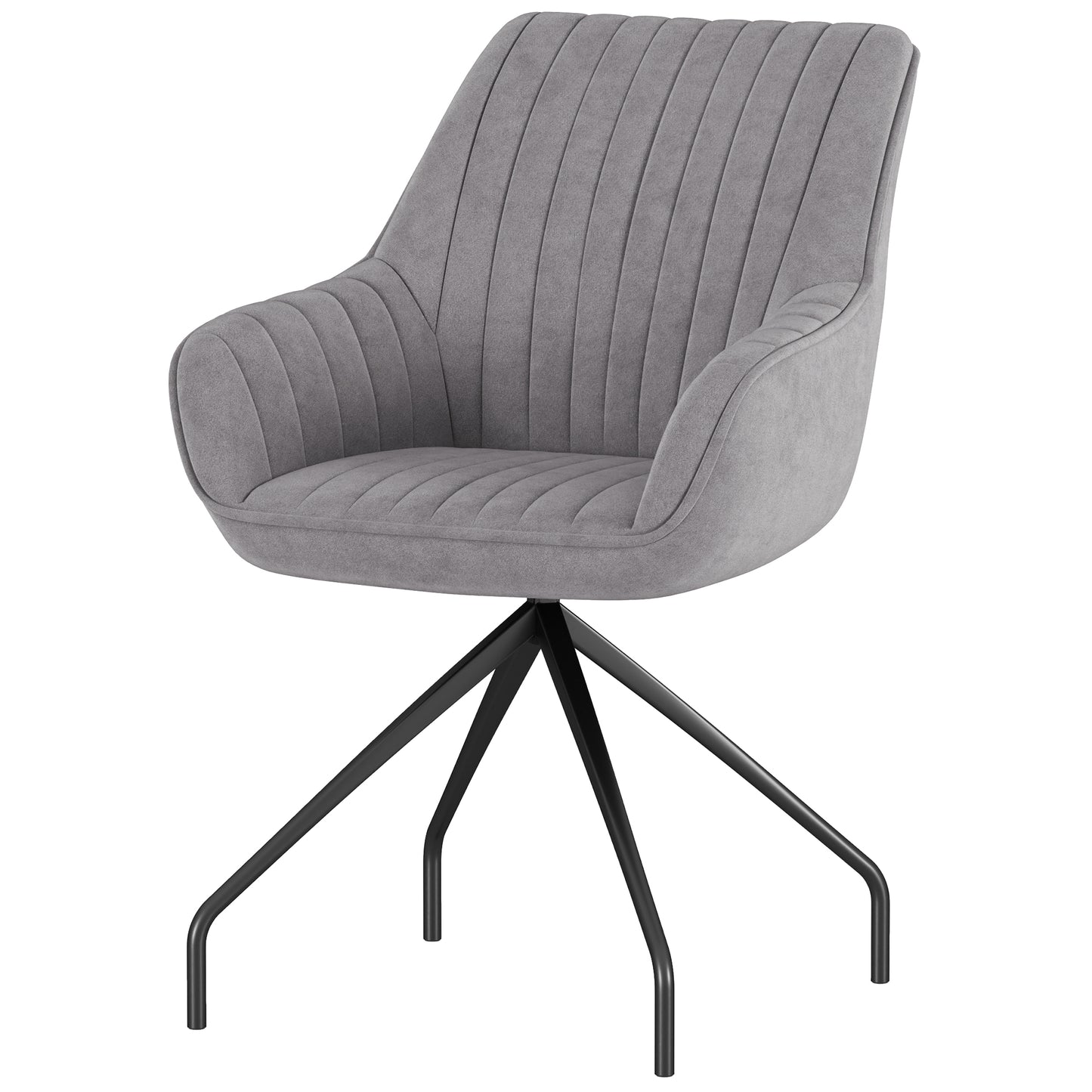 HOMCOM Drehbarer Armstuhl, Moderner Akzentsessel mit Metallbeinen für Wohnzimmer, Schlafzimmer, Büro, Grau