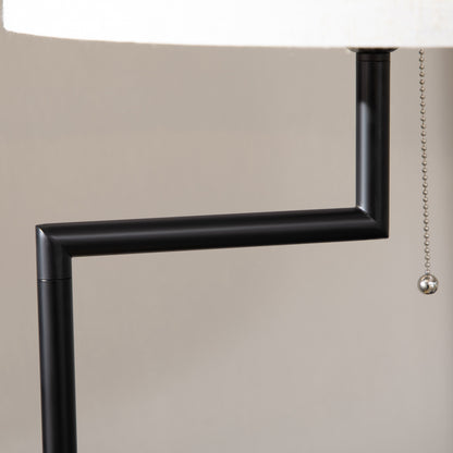 HOMCOM Stehleuchte inkl. Regal, Standleuchte, Kettenzug, E 27, 40 W, Bambus, Natur + Schwarz