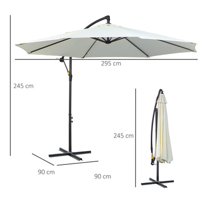 Outsunny Sonnenschirm mit Kurbel Wetterbeständig 3 m x 3 m x 2,5 m Stahl Polyester