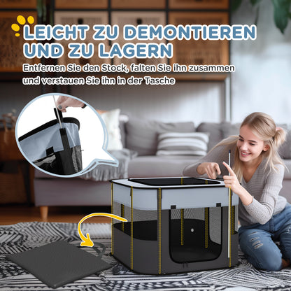 PawHut Spiegehege für Haustiere, faltbar, mit Aufbewahrungstasche, for Welpen und Kätzchen, drinnen und draußen, غراو