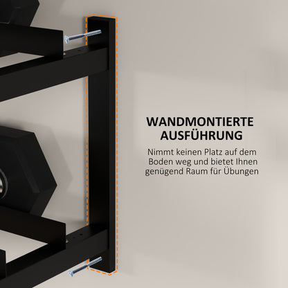 SPORTNOW Hantelständer, Hantelgestell, 2 Etagen, bis 70 kg, Stahl, 98x40x35 cm, Schwarz