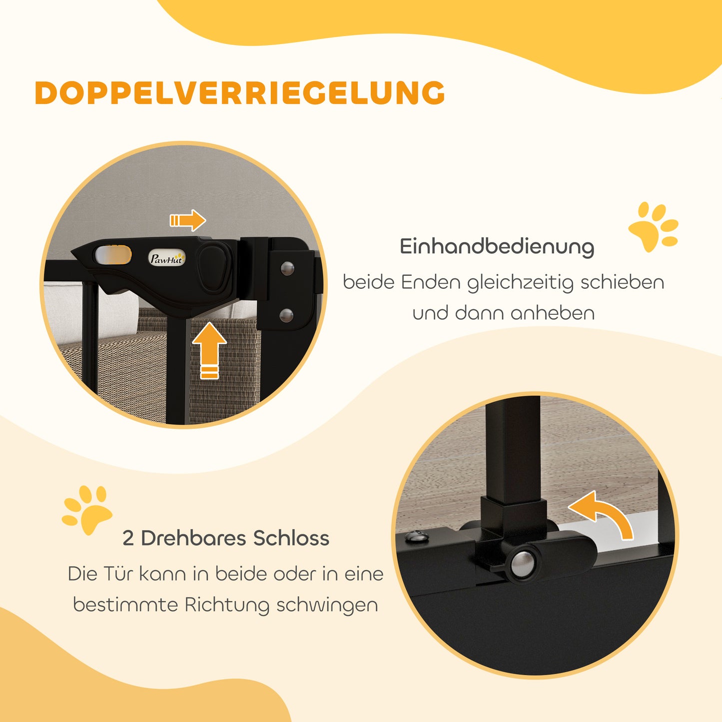 PawHut Türschutzgitter für Hunde, Absperrgitter, Schutzgitter für Haustiere, Metall, Kunststoff, 74-87 cm, Schwarz