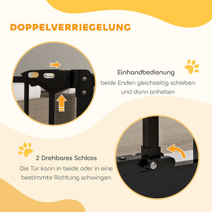 PawHut Türschutzgitter für Hunde, Absperrgitter, Schutzgitter für Haustiere, Metall, Kunststoff, 74-87 cm, Schwarz