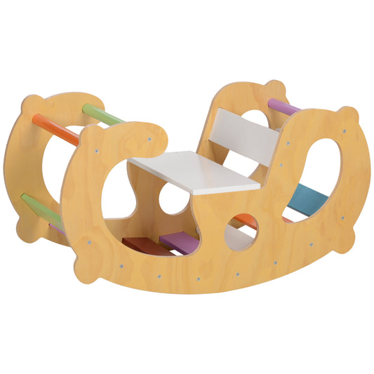 AIYAPLAY Klettergerüst und Schaukel, 2-in-1, Kiefernholz, 91x41x48 cm, für Kinder 18-48 Monate