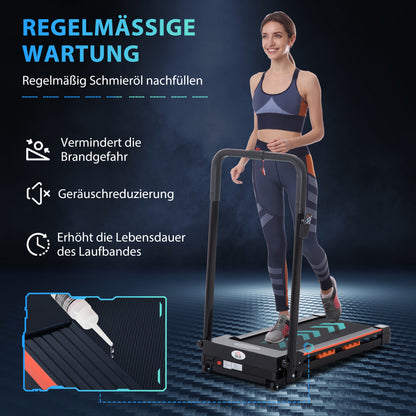 HOMCOM Elektrisches Laufband für Zuhause mit LCD Display, Faltbares Fitnessgerät, 1-6 Km/h, Stahl, Schwarz, 105 x 56 x 108,5 cm