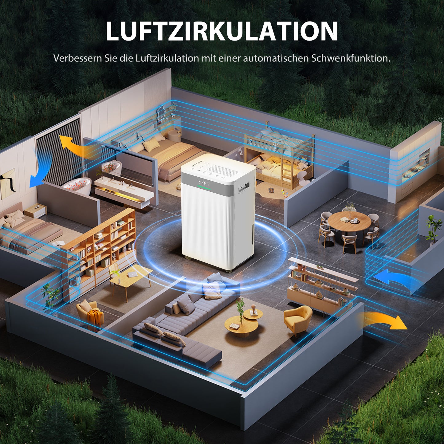 HOMCOM Luftentfeuchter, 4,5 Liter Tank, 24-Stunden-Timer, LED-Display, Kunststoff, Weiß