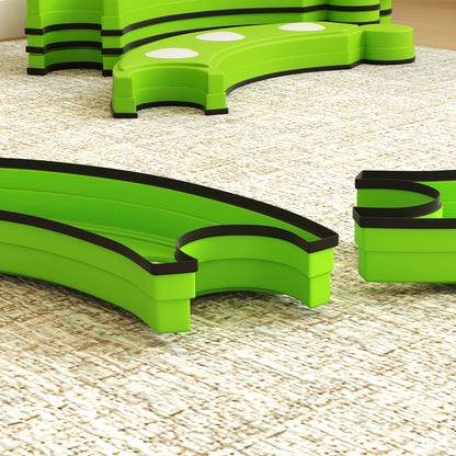 AIYAPLAY Balancebalken, 6 gebogene Segmente, sensorische Erhebungen, 50 kg Tragkraft, Grün