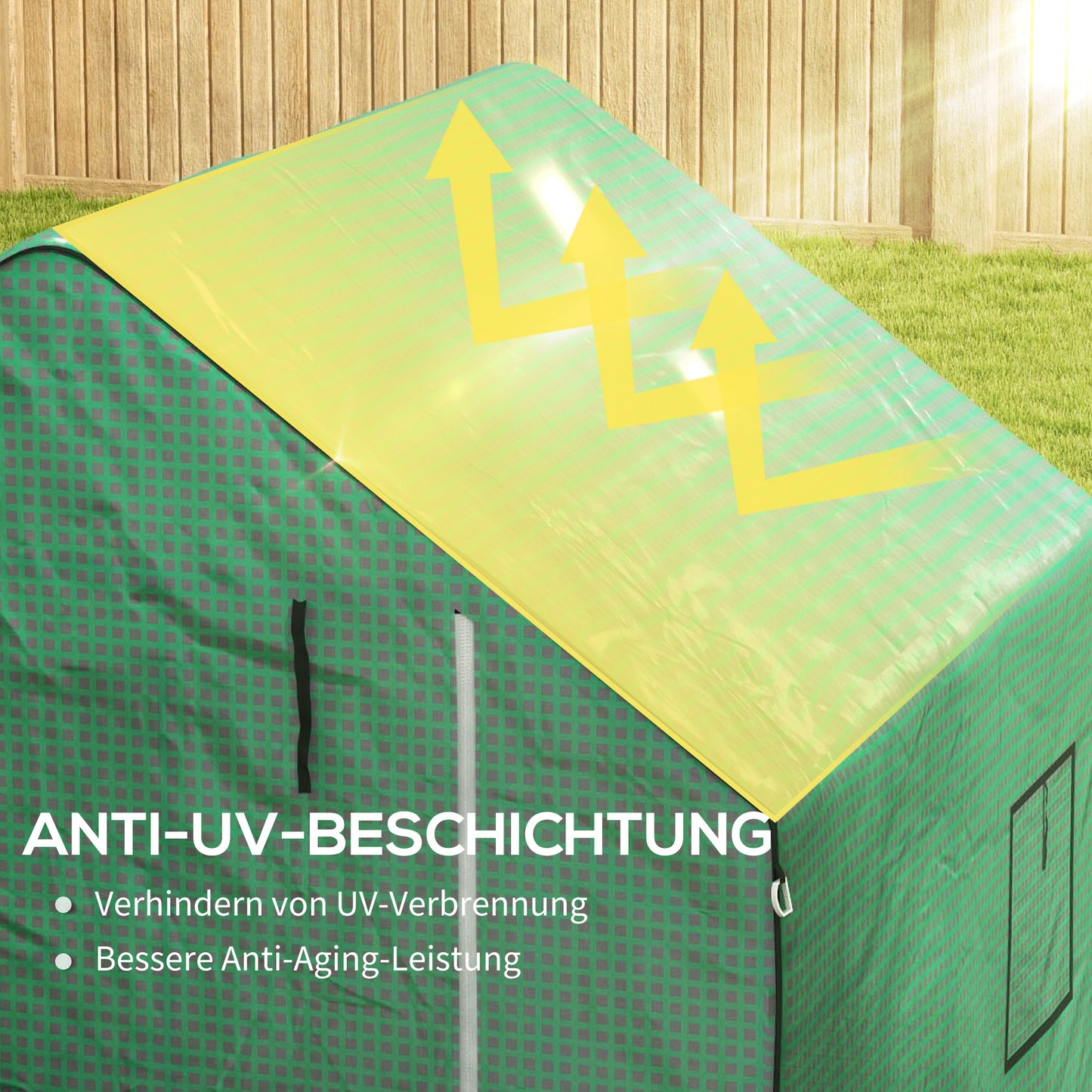 Outsunny Gewächshaus-Folie، Ersatzplane، waterserdicht، aufrollabare Fenster &amp; Tür، 140 × 143 × 190 سم، Grün