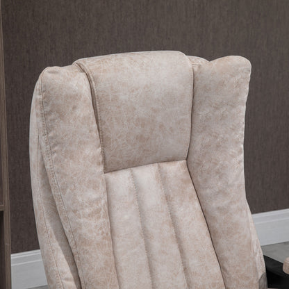 Vinsetto Bürostuhl Drehstuhl mit Liegefunktion Fußstütze Bürosessel Sitzhöhenverstellung Stuhl Schreibtischstuhl Mikrofaser Kunststoff Metall Nylon Beige+Schwarz+Silber 63 x 71 x 110-118 cm