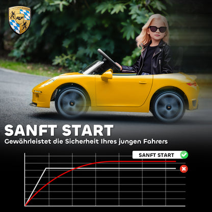 AIYAPLAY Elektrisches Aufsitzauto für Kinder, fernsteuerbar, Musik, Hupe, USB, Sicherheitsgurt, für 3-5 Jahre, Gelb