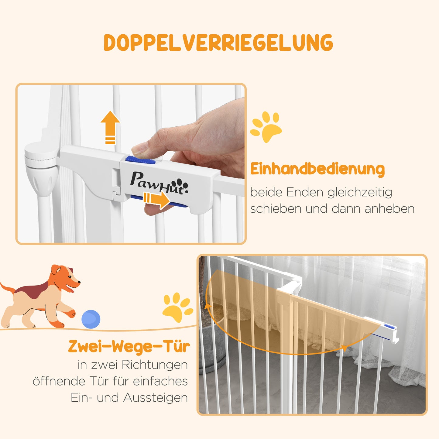 PawHut Welpenauslauf, modulares Design, klappbar, Stahlrahmen, für Innen, weiß, 90 x 123 x 102cm