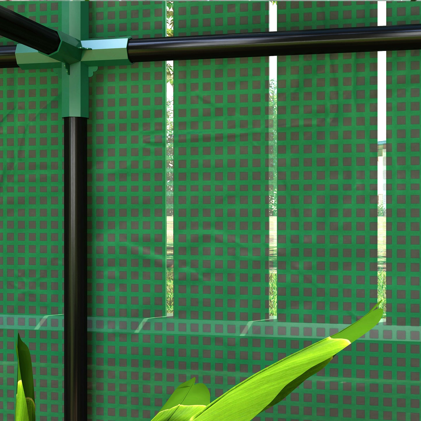 Outsunny Gewächshaus mit 3-Stufen-Regal, UV-beständige Kunststoffabdeckung, Rolltür, 100 x 40 x 150 cm, Grün
