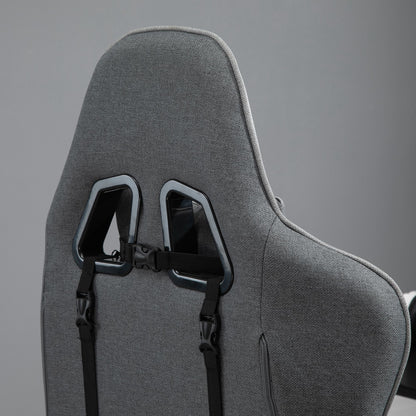 Vinsetto Bürostuhl Computerstuhl Drehstuhl mit abnehmbarem Kopf- und Lendenkissen Wippenfunktion ergonomischer Schreibtischstuhl drehbar höhenverstellbar mit Fußstütze PP Grau 73x57x127-135 cm