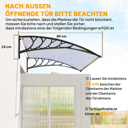 Outsunny Vordach Schutzdach، UV-Beständig، Wasserbeständig، 89x122x24 سم، فايس