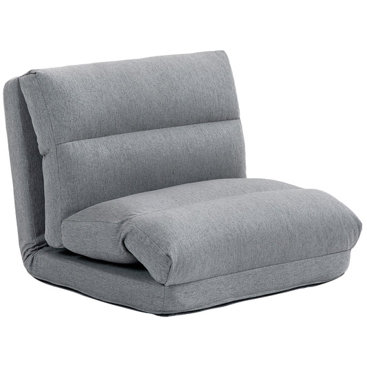 HOMCOM Sitzsack mit Bettfunktion, neigbare Lehne, klappbar, bis 120kg, 70 x 72 x 56 cm, Grau