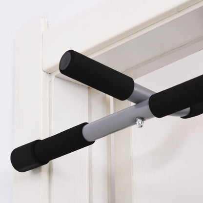 HOMCOM Klimmzugstange، التدريبات-Halterung، Multifunktions-Türreck، Stahl، Schaumstoff، 92 x 40 x 17 cm، Schwarz+Grau