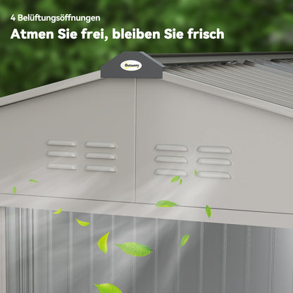 Outsunny Geräteschuppen aus Metall mit Schiebetüren und Belüftungsfenstern، 277 × 195 × 192 سم، غراو