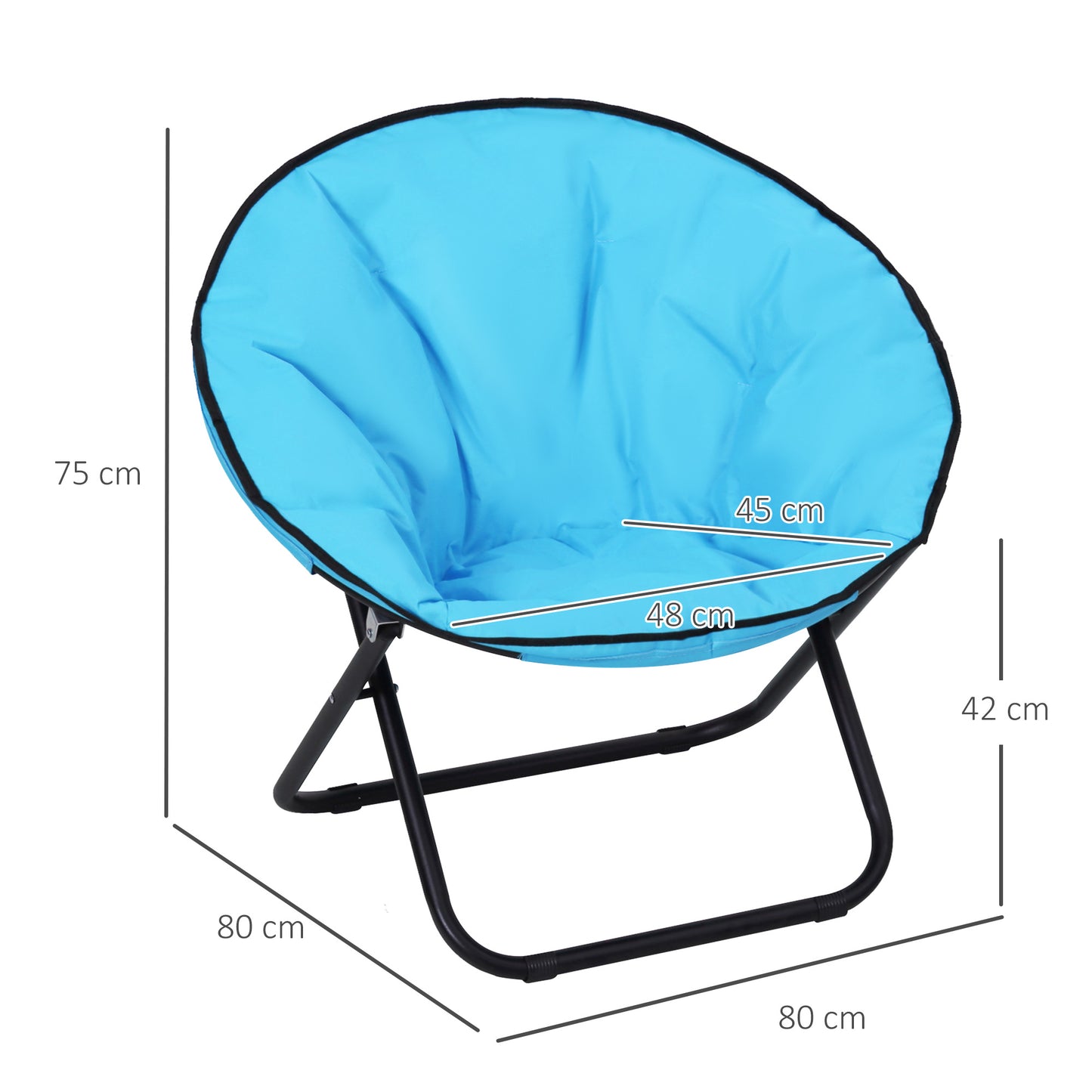 Outsunny Campingstuhl Faltbar Campingsessel mit Lehne, Klappstuhl bis 120kg, gepolstert Moonchair Extra Breit, Faltsessel Outdoor Stuhl für Garten, Balkon, Camping, Blau