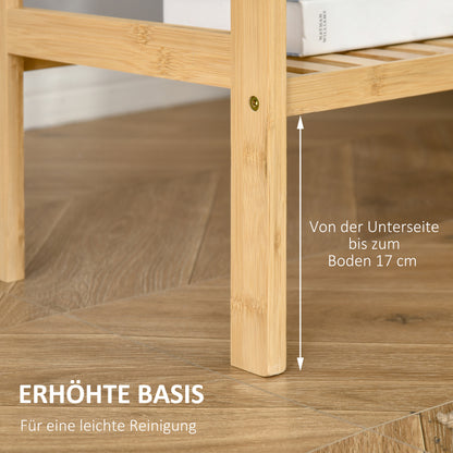 HOMCOM Standregal Bücherregal 4-stufiges Bambusregal Büroregal Lagerregal Aktenregal Küchenregal für Bad Küche Wohnzimmer Schlafzimmer Bambus Natur 62 x 33 x 112 cm