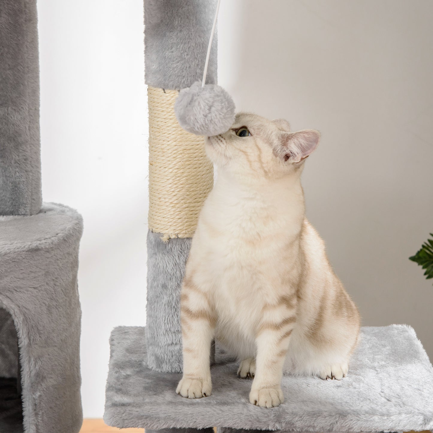 PawHut Katzenkratzbaum 240-260 cm Deckenhoch Kratzbaum groß Kletterbaum Katze Kratzbaum für große Katzen mit Sisalseil Hellgrau