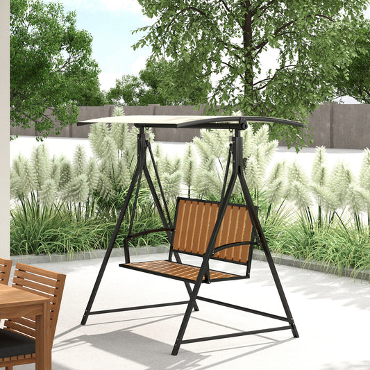 Outsunny Hollywoodschaukel mit verstellbarem Sonnendach, 2-Sitzer Gartenschaukel 142 x 112 x 162cm, Schwarz