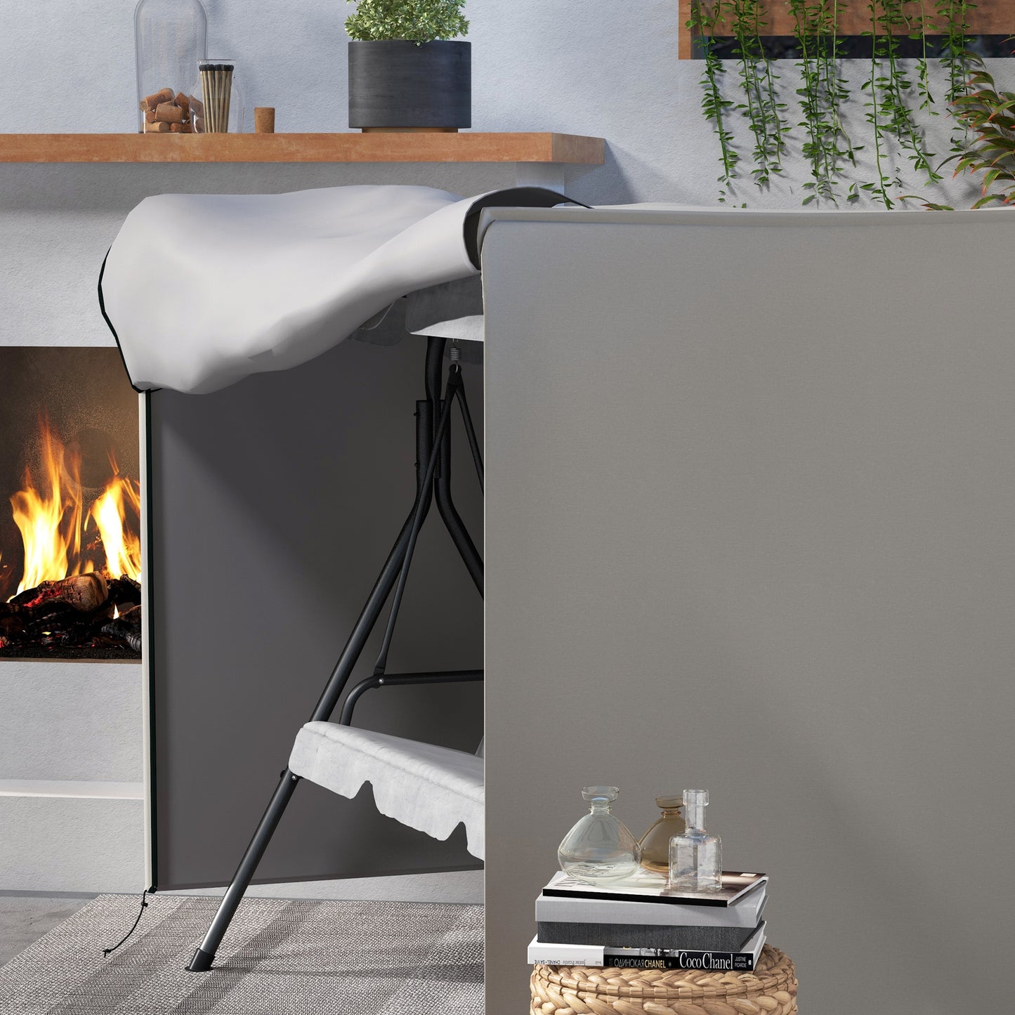 Outsunny Schutzhülle für Gartenschaukel, reißfest, wetterfest, Tex-Lock-System, 205x124x164 cm, Grau