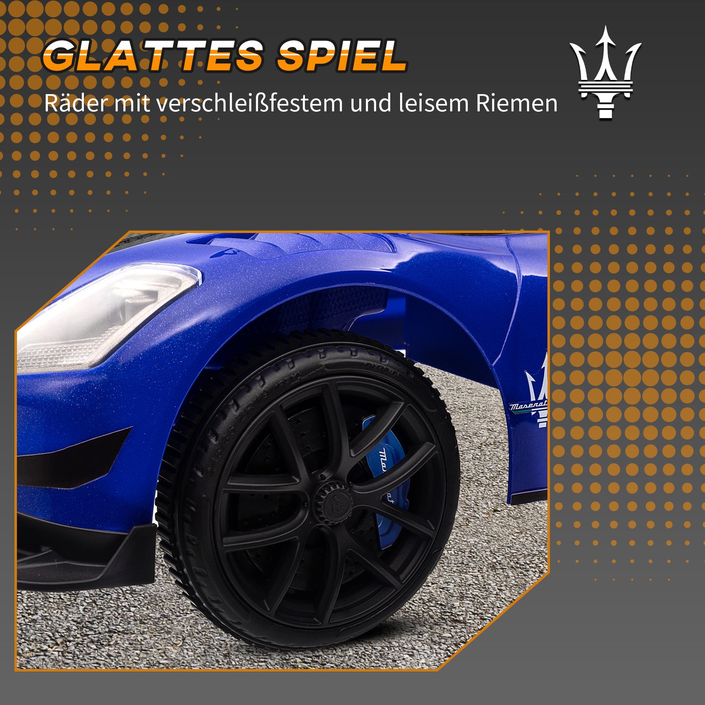 AIYAPLAY Rutschauto, Lizenzfahrzeug, interaktive Hupen- und Musikknöpfe, Kunststoff und Stahl, Blau, 65 x 29 x 37 cm