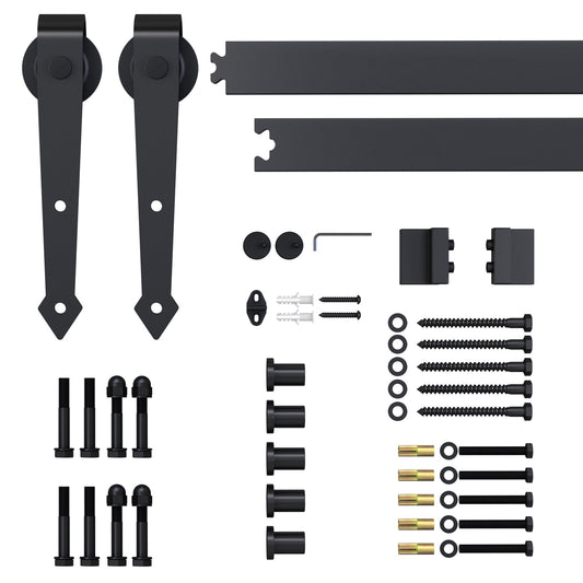 HOMCOM Schiebetür-Kit, rustikales Design, Kohlenstoffstahl, trägt bis zu 100 kg pro Paneel