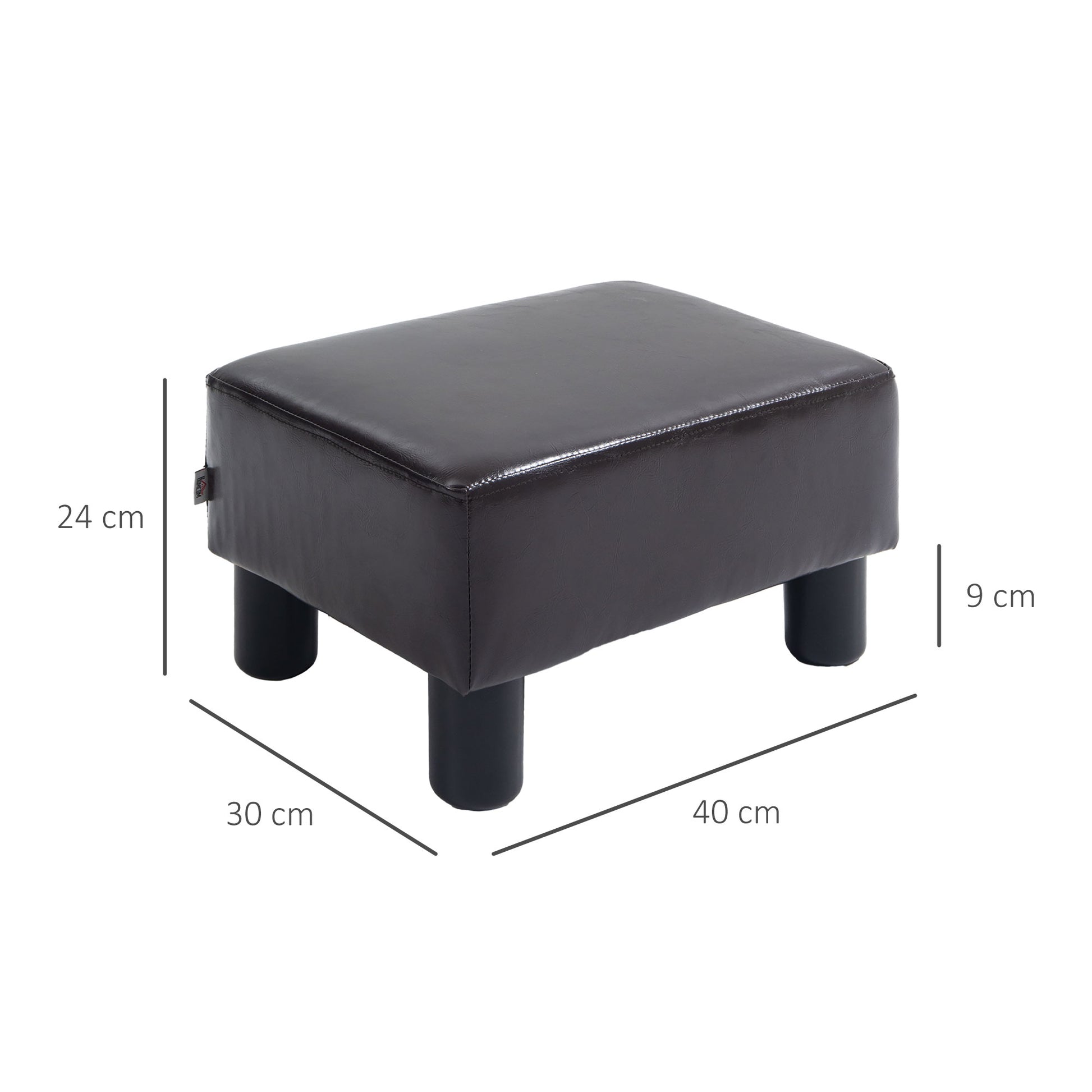 HOMCOM Hocker mit Stoffbezug in Kunstlederoptik, bis 110 kg, Kaffee, 40 x 30 x 24cm