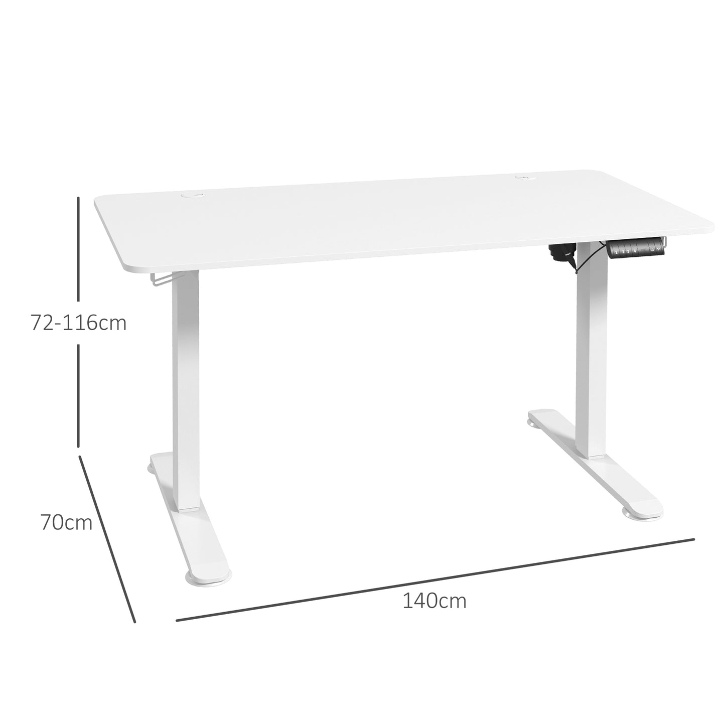 Vinsetto Stehpult höhenverstellbarer Computertisch Schreibtisch, 140 cm x 70 cm x 116 cm, Weiß