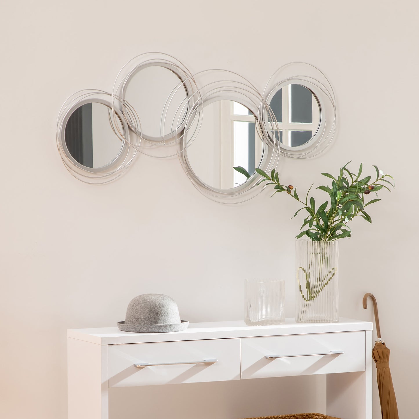 HOMCOM Spiegel-Set für Wanddekoration، Wandschmuck mit 4 Spiegeln، Wandspiegel، Flurspiegel، 107 × 4 × 56 سم