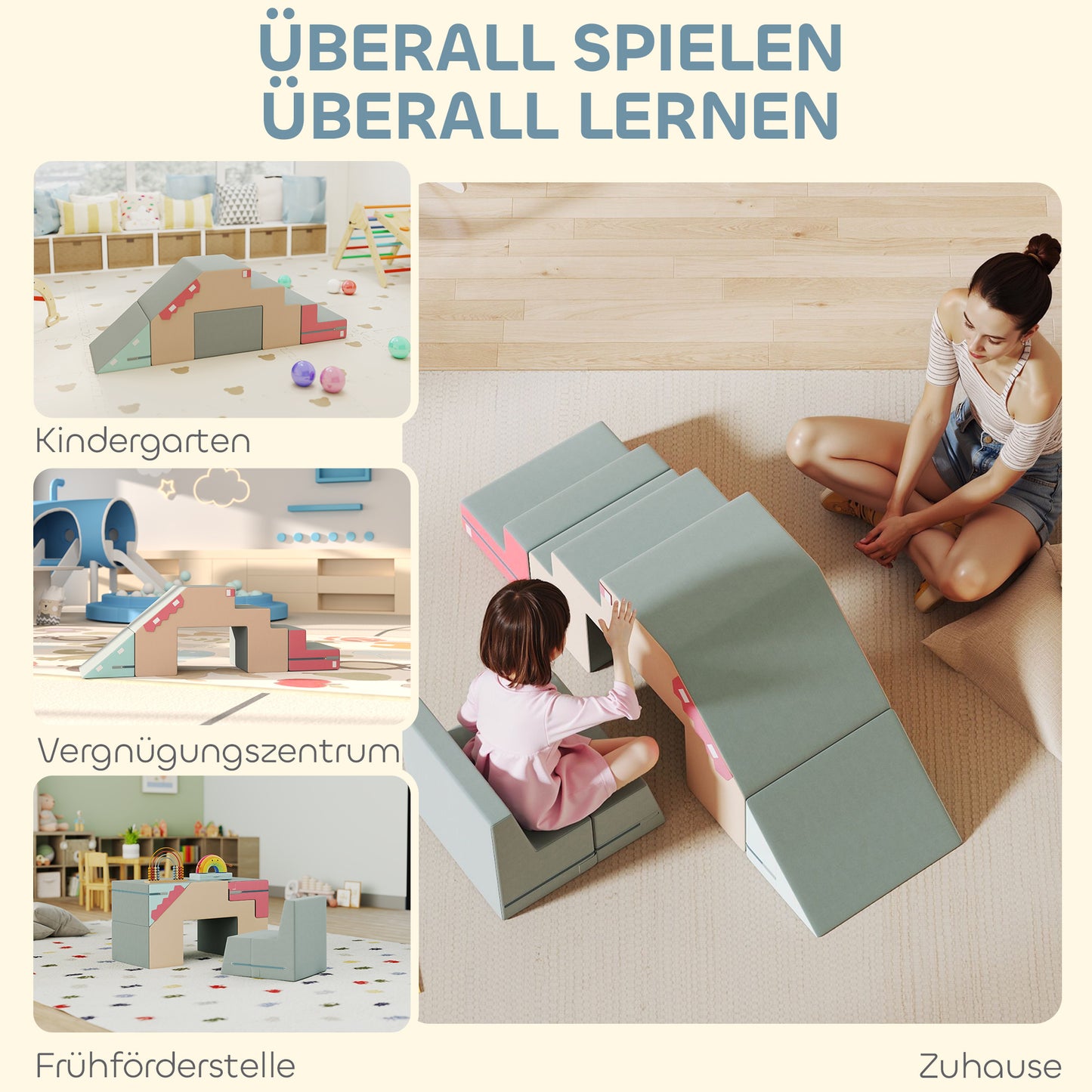 AIYAPLAY 2-teiliges weiches Spielblöcke-Set für Kleinkinder, Kunstleder, Schaumstoff, zum Klettern, Bauen, Spielen, Bunt