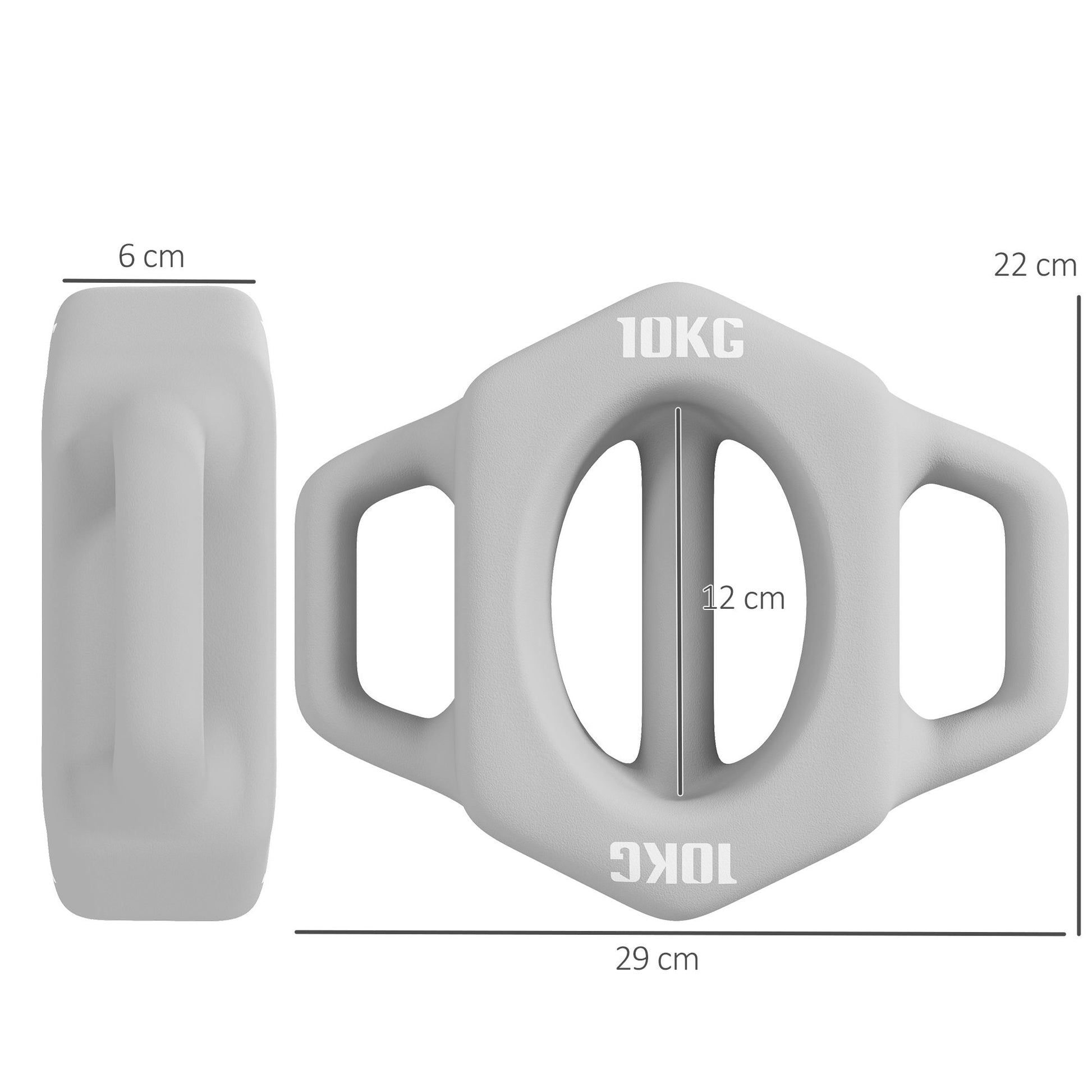 SPORTNOW 3-in-1 Multifunktionshantel, 10 kg, rutschfest, geruchsarm, Kunststoffmantel, Eisenkern, grau