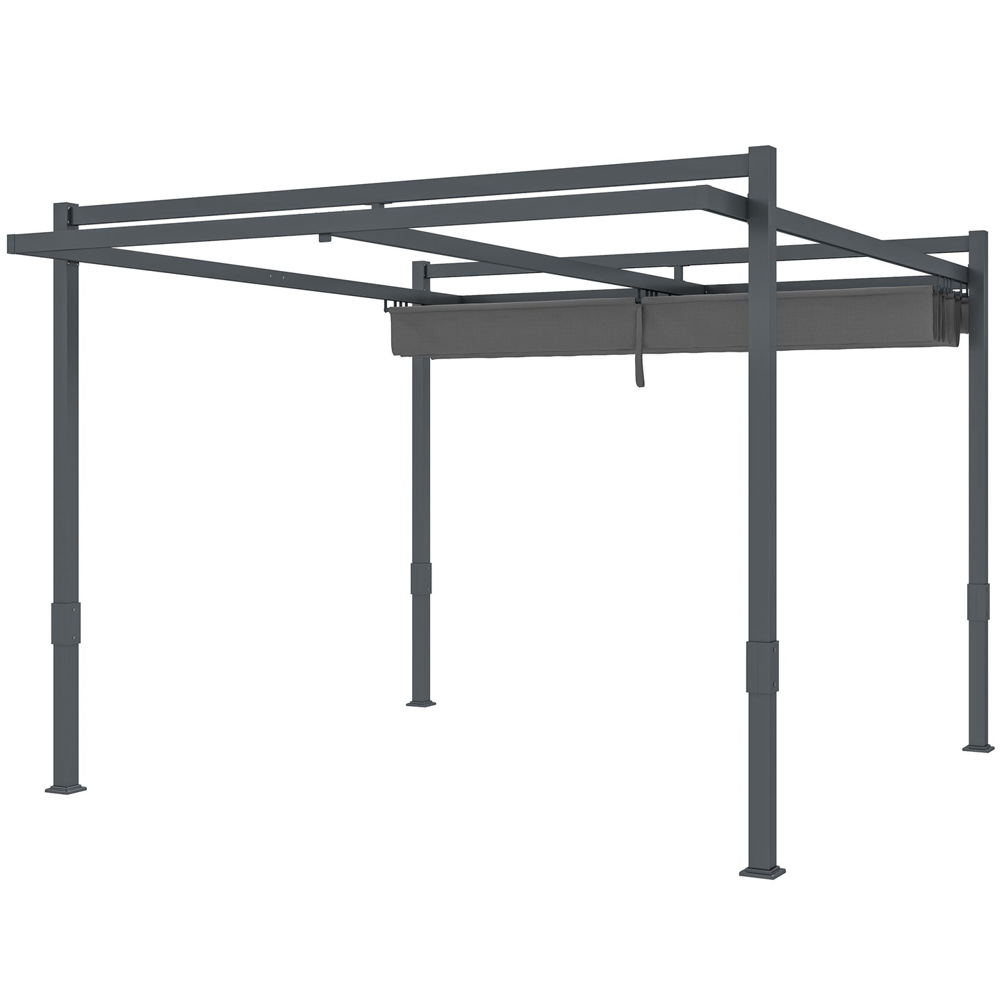 Outsunny Pergola Pavillon ca. 3,5x3m Aluminium Stabil winterfest Sonnenschutz mit verstellbares Schiebedach Grau