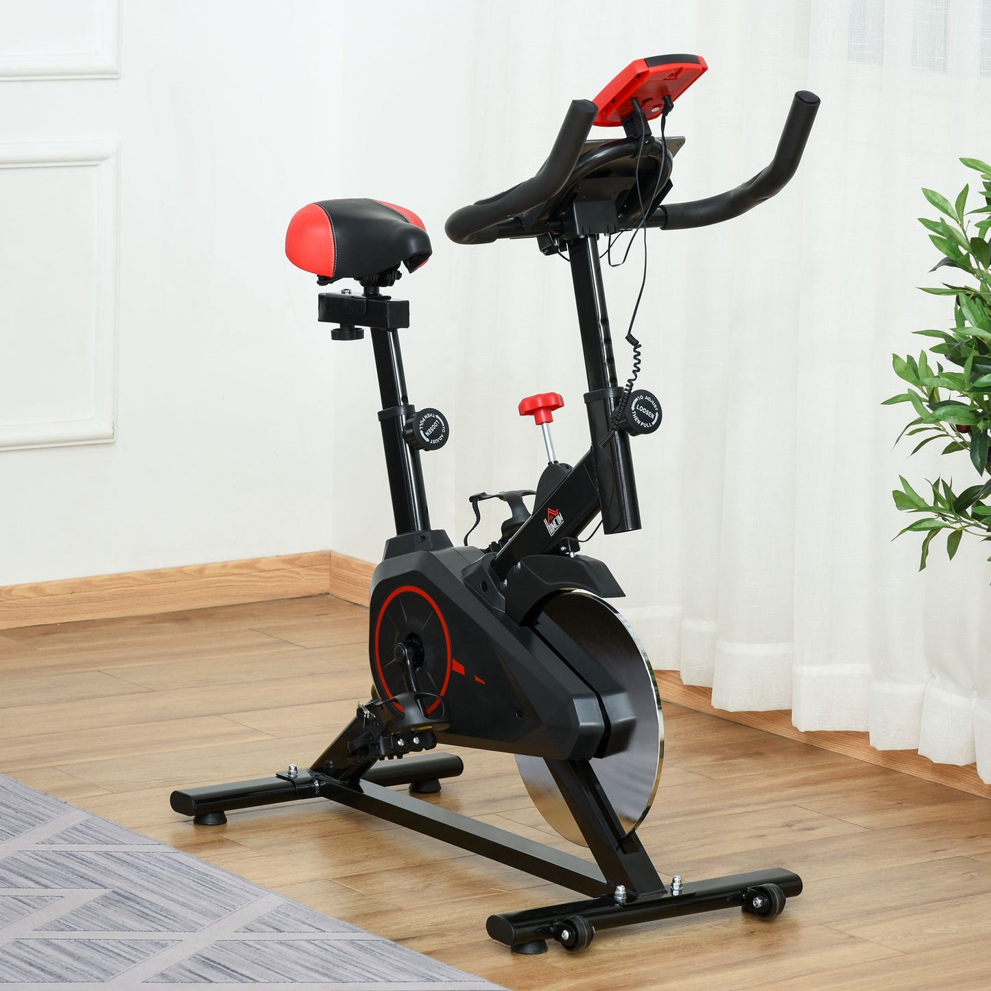 HOMCOM Indoor Cycling Bike Trainer Home Gym Fahrradtrainer Fitnessfahrrad 85 x 46 x 114 cm