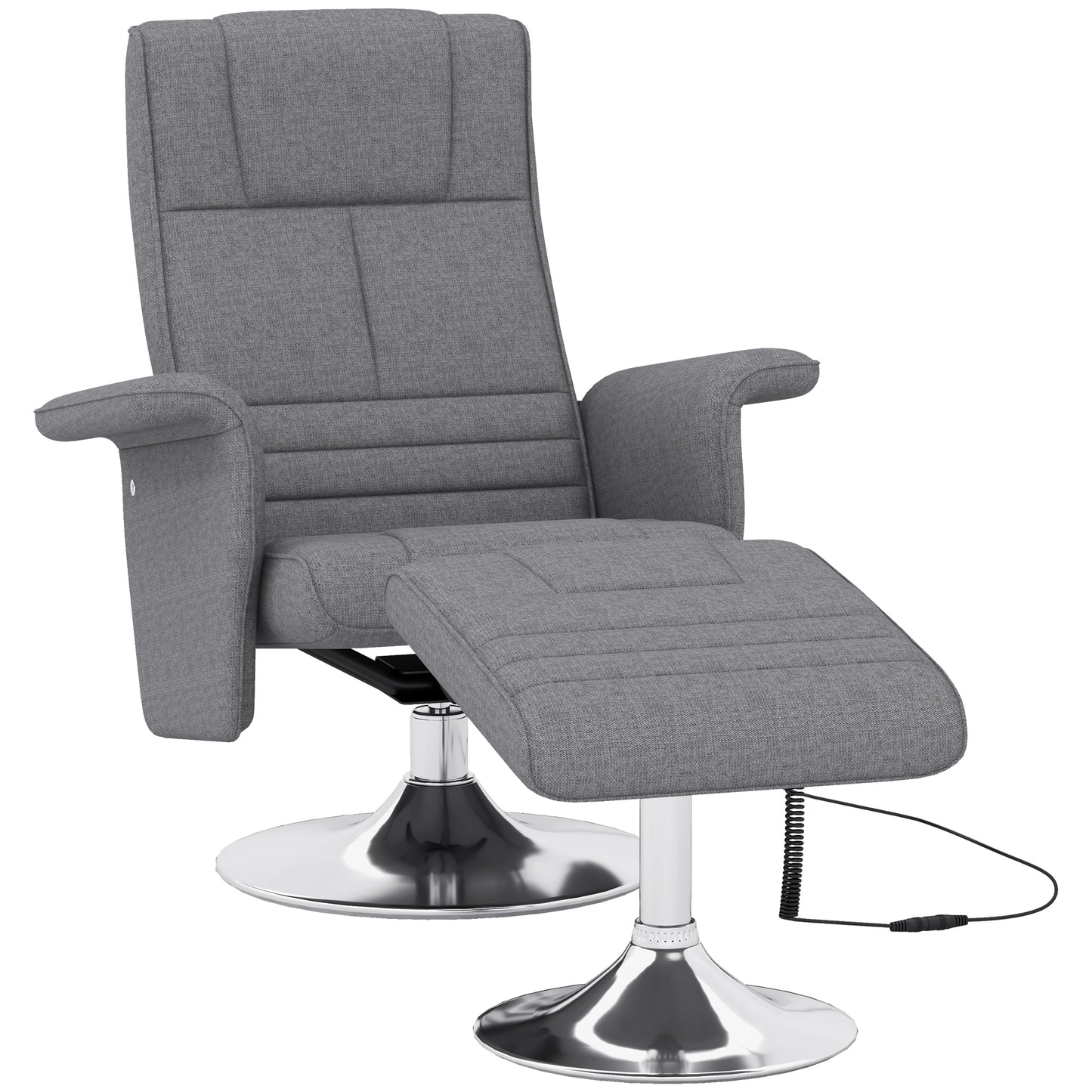HOMCOM Massagesessel mit Hocker, neigbare Lehne, 78 x 95 x 88 cm, Dunkelgrau