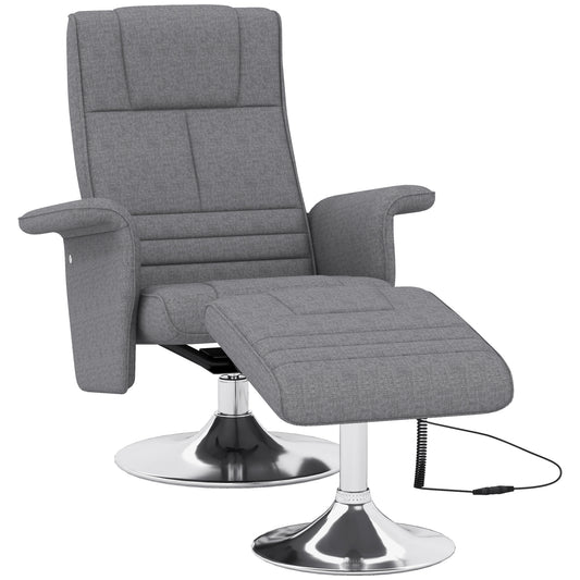 HOMCOM Massagesessel mit Hocker, neigbare Lehne, 78 x 95 x 88 cm, Dunkelgrau