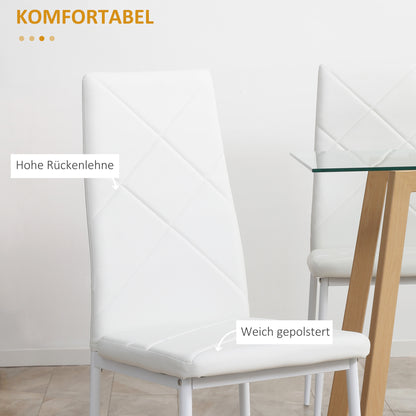 HOMCOM 4er-Set Stühle, Esszimmerstühle, Küchenstühle, 41 cm x 50 cm x 97 cm, Weiß
