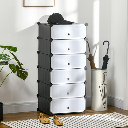 HOMCOM Modulares Regalsystem für 6 Paar Schuhe, 49 cm x 36,5 cm x 108 cm, Schwarz