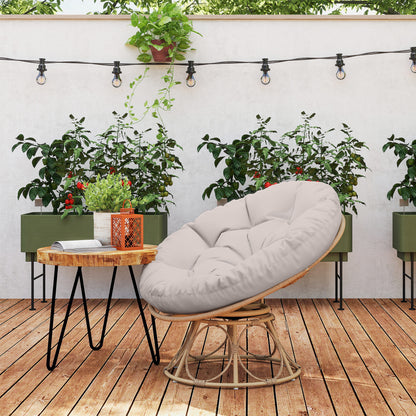Outsunny Papasansessel Rattan 360° drehbar Korbsessel mit Sitzkissen runder Outdoor