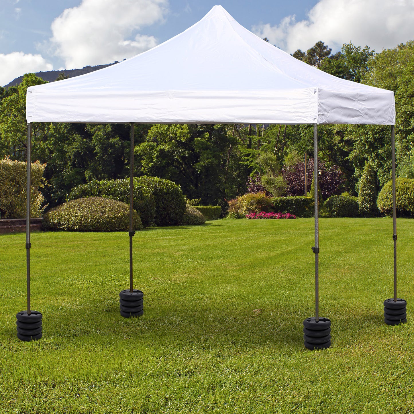 Outsunny Pavillon Standfuß 4 Stk. Gewicht Partyzelt Pavillongewicht befüllbar bis 5 kg Gewichte für Pavillon Beschwerer für Pavillons Ø25 x 6 cm Schwarz