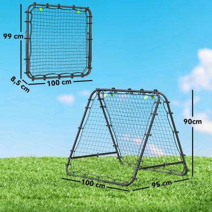 HOMCOM Fußballtor, verstellbar, klappbar, Metallrahmen, 100 x 68-95 cm, Schwarz