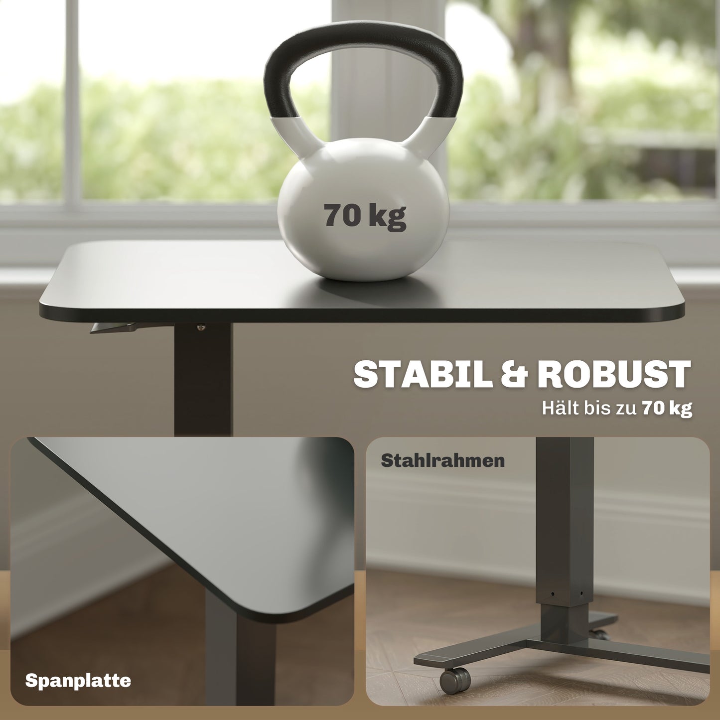 HOMCOM Stehpult Höhenverstellbar inkl. 4 Rollen C-Form 65 cm x 48 cm x 70-110 cm Schwarz