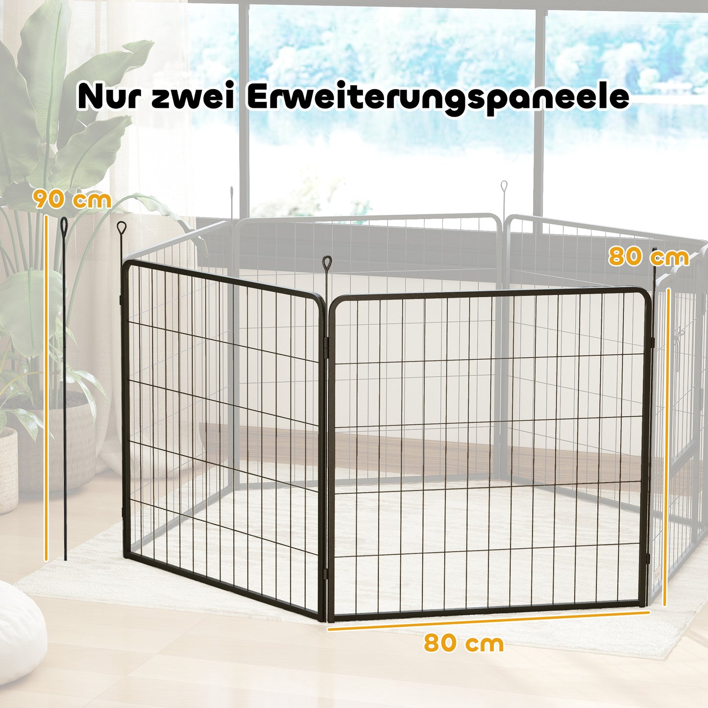 PawHut 2er-Set Erweiterung für Welpengehege، Hundezaun-Paneele، Haustierspielplatz، Welpenzaun aus Stahl، Grau
