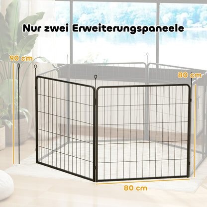 PawHut 2er-Set Erweiterung für Welpengehege، Hundezaun-Paneele، Haustierspielplatz، Welpenzaun aus Stahl، Grau